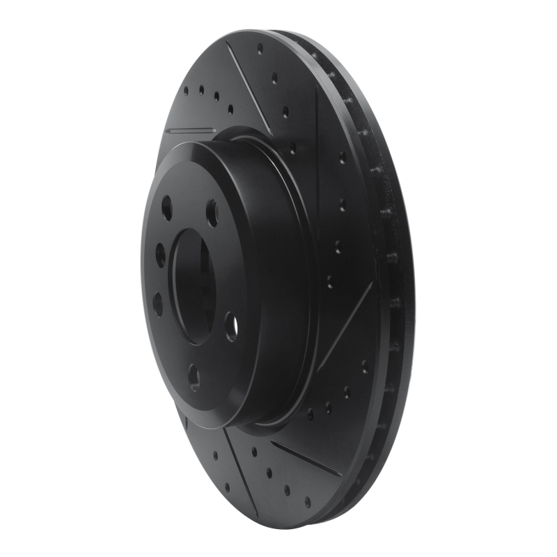 BMW X3 Brake Rotor (1) - Front Right - R1 Concepts - Drilled & Slotted - Black - `04-`10